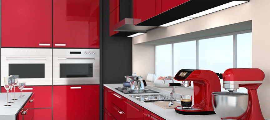 Black, red and white kitchen cabinet colours