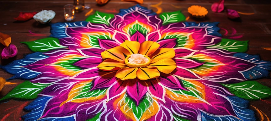 Make a Rangoli with Bright Colours for Raksha Bandhan